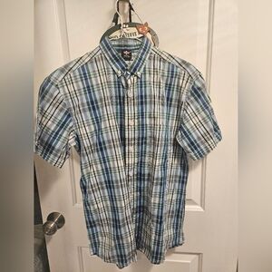 Men Warrior Clothing Blue and Green Button Down Shirt Skinhead Punk Mod Oi! NWOT